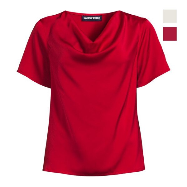 [19] Lands End Women's Charmeuse Short Sleeve Cowl Neck Top